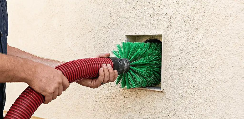 Air duct cleaning brush removing debris from a vent opening in Baltimore, MD