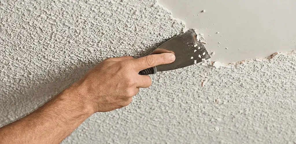 Popcorn ceiling removal scraping off textured ceiling finish in Baltimore, MD