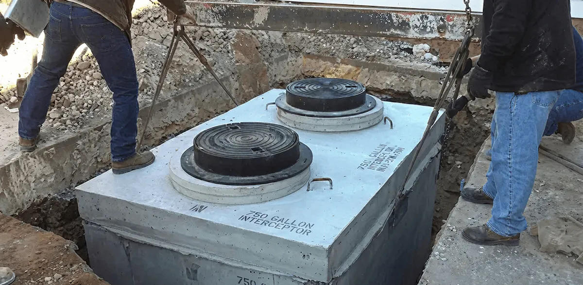 Grease trap installation for a commercial property drainage system in Baltimore, MD