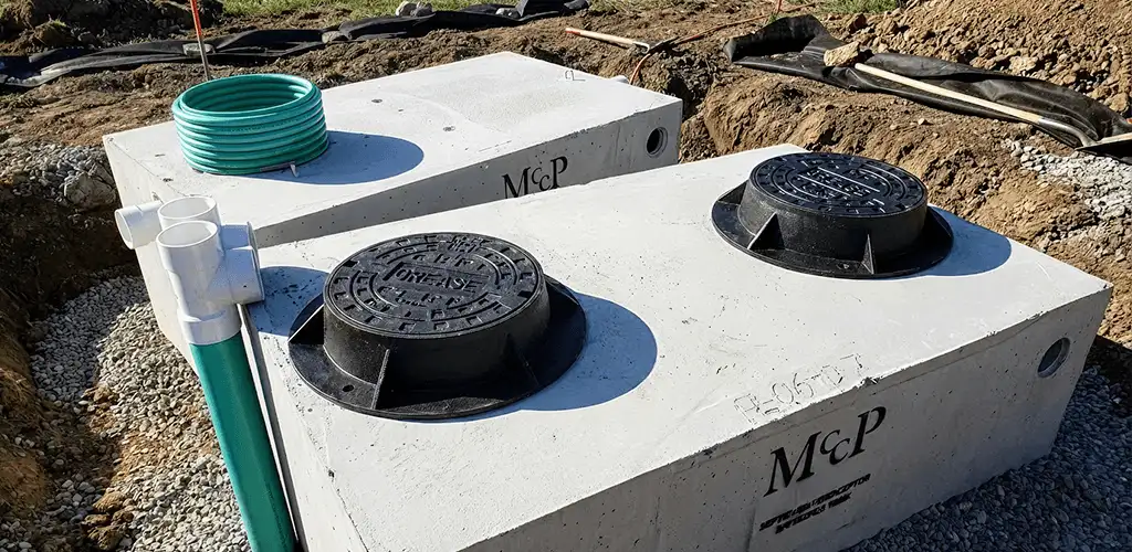 Grease trap installation unit set in place for drainage protection in Baltimore, MD