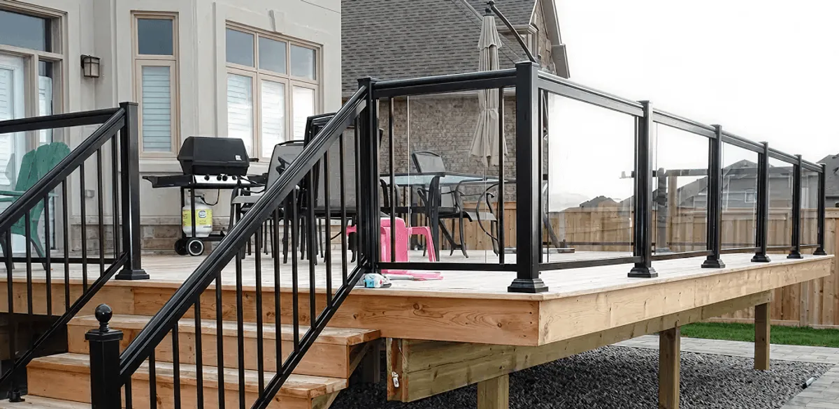 Handrail installation on a deck staircase for safety and code compliance in Baltimore, MD