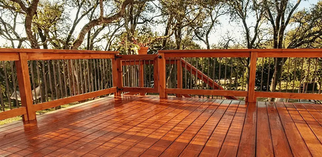 Deck sealing results with a freshly sealed wood deck in Baltimore, MD